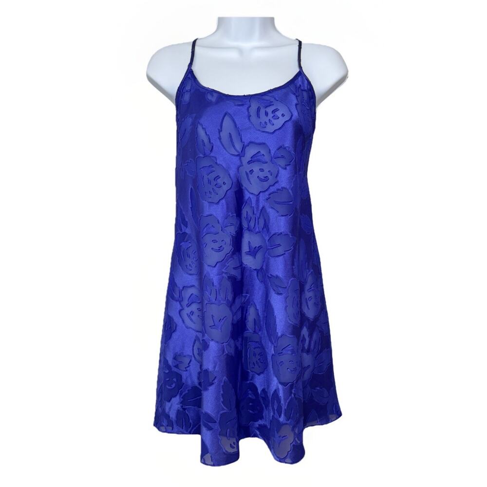 VTG Lingerie MED Purple 80s Sheer Babydoll Tank Top Floral Nightgown‎ Coquette
